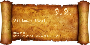 Vittman Ubul névjegykártya